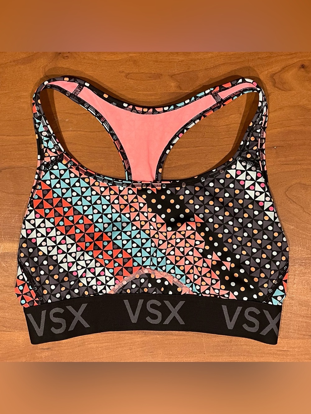 Victoria's Secret VSX The Player Racerback Sports Bra Geometric Dot Medium
